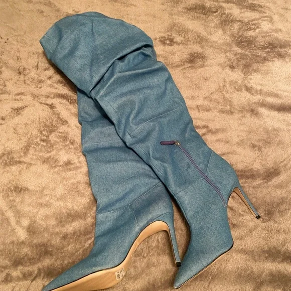 Thigh high scrunched denim boots! (NO TRADES) - Picture 6 of 6